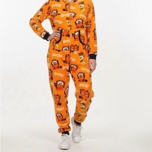 Garfield Hoodie onepiece Unisex Sleepwear Halloween Costume Size M‎ Cozy Pajamas